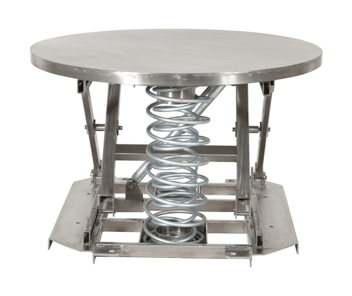 Centerline Dynamics Self Elevating Table Vestil Partially Stainless Steel Solid Top Spring Scissor Table 4,500 Lb. Capacity