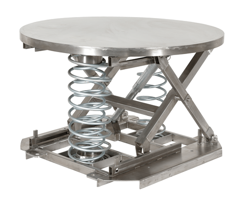 Centerline Dynamics Self Elevating Table Vestil Partially Stainless Steel Solid Top Spring Scissor Table 4,500 Lb. Capacity