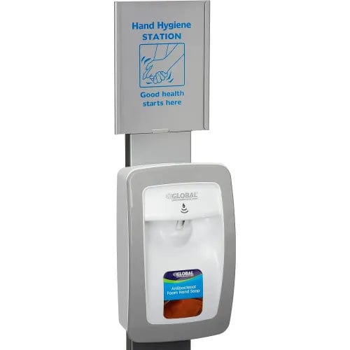 Centerline Dynamics Soap & Sanitizer Dispensers Global Industrial™ No Touch Floor Stand for Global Hand Soap/Sanitizer Dispensers - Silver
