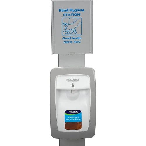 Centerline Dynamics Soap & Sanitizer Dispensers Global Industrial™ No Touch Floor Stand for Global Hand Soap/Sanitizer Dispensers - Silver