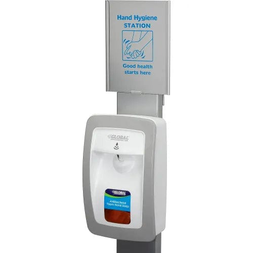 Centerline Dynamics Soap & Sanitizer Dispensers Global Industrial™ No Touch Floor Stand for Global Hand Soap/Sanitizer Dispensers - Silver
