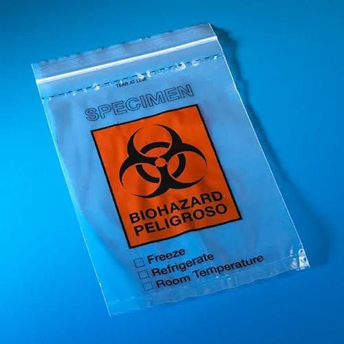 Centerline Dynamics Specimen Bags & Containers Biohazard Specimen Transport Bag, 6" x 9", Zipper, Document Pouch, Tearzone, 1000/Pack