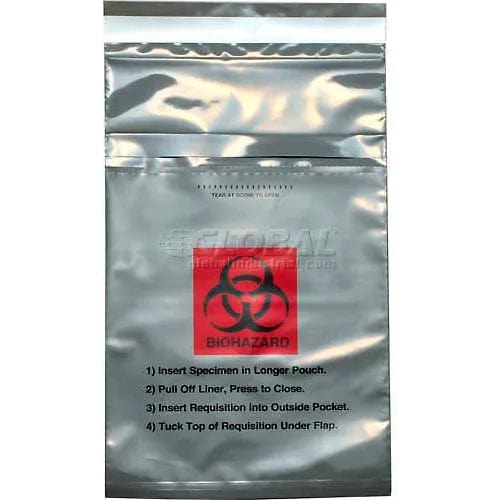 Centerline Dynamics Specimen Bags & Containers Gray Opaque Adhesive Closure Tamper-Evident 3-Wall Specimen Transfer Bag, 6" x 10-1/4", Pkg Qty 1000