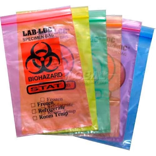 Centerline Dynamics Specimen Bags & Containers Reclosable 2-Wall Specimen Transfer Bag (Biohazard), 12" x 15", Green Tint, Pkg Qty 1000