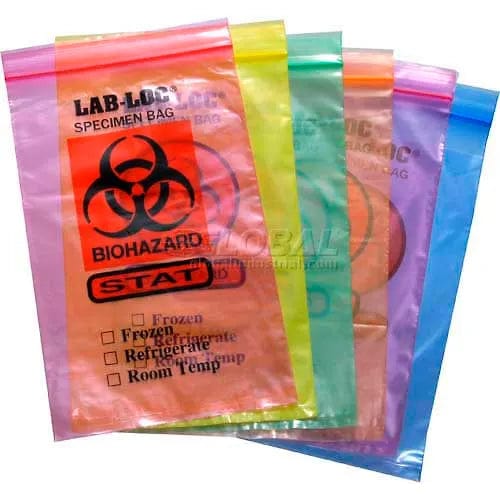 Centerline Dynamics Specimen Bags & Containers Reclosable 3-Wall Specimen Transfer Bag (Biohazard), 6" x 9", Assorted, Pkg Qty 1000