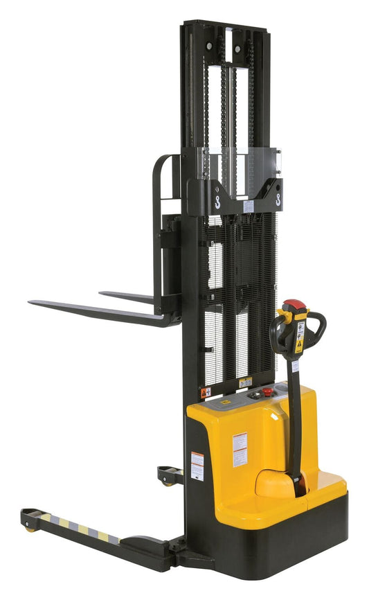 Centerline Dynamics Stackers Vestil Steel Adjustable Double Mast Stacker 118 In. Raised Height Variable Speed 2200 Lb. Capacity