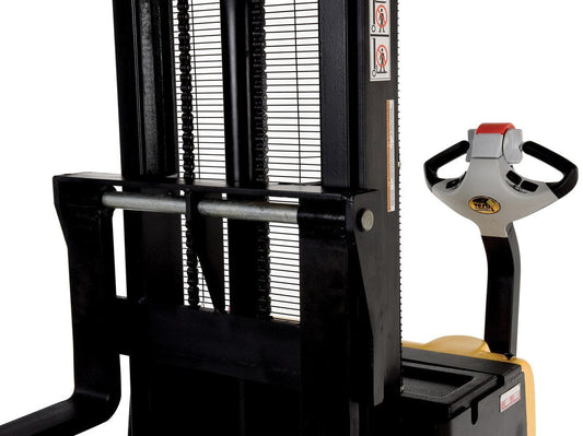 Centerline Dynamics Stackers Vestil Steel Adjustable Double Mast Stacker 125 In. Raised Height 3,000 Lb. Capacity