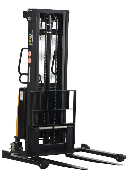 Centerline Dynamics Stackers Vestil Steel Adjustable Stacker with Powered Lift 118 In. Raised Height 2,000 Lb. Capacity