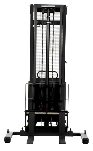 Centerline Dynamics Stackers Vestil Steel Adjustable Stacker with Powered Lift 137 In. Raised Height 2,000 Lb. Capacity