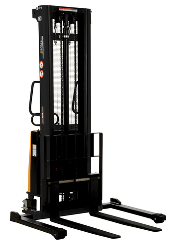 Centerline Dynamics Stackers Vestil Steel Adjustable Stacker with Powered Lift 137 In. Raised Height 2,000 Lb. Capacity