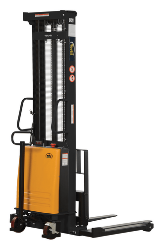 Centerline Dynamics Stackers Vestil Steel Adjustable Stacker with Powered Lift 150 In. Raised Height 2,000 Lb. Capacity