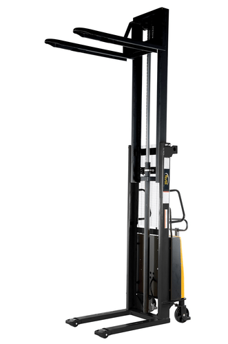 Centerline Dynamics Stackers Vestil Steel Fixed Stacker with Powered Lift 118 In. Raised Height 2,000 Lb. Capacity