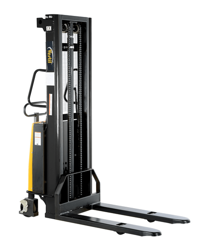 Centerline Dynamics Stackers Vestil Steel Fixed Stacker with Powered Lift 118 In. Raised Height 2,000 Lb. Capacity