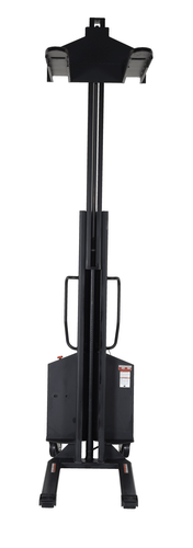 Centerline Dynamics Stackers Vestil Steel Narrow Mast Stacker DC Powered 118 In. Raised Height Fixed Forks 45 In. Fork Width 1,500 Lb. Capacity