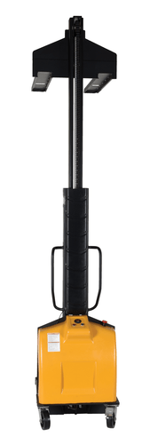 Centerline Dynamics Stackers Vestil Steel Narrow Mast Stacker DC Powered 118 In. Raised Height Fixed Forks 45 In. Fork Width 1,500 Lb. Capacity