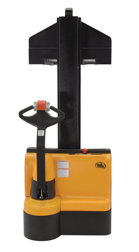 Centerline Dynamics Stackers Vestil Steel Narrow Mast Stacker DC Powered 62 In. Raised Height Fixed Fork 21 In. Fork Width 2,200 Lb. Capacity