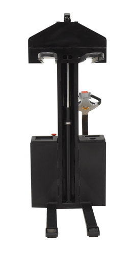 Centerline Dynamics Stackers Vestil Steel Narrow Mast Stacker DC Powered 62 In. Raised Height Fixed Fork 21 In. Fork Width 2,200 Lb. Capacity