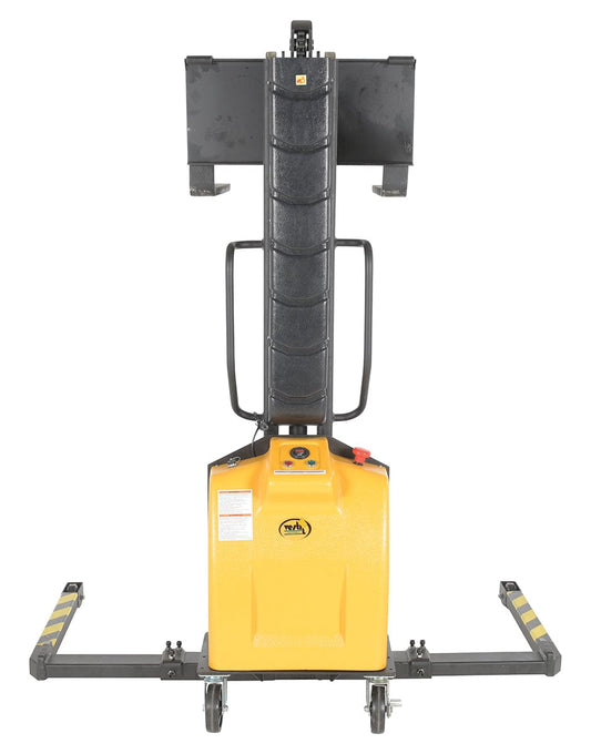 Centerline Dynamics Stackers Vestil Steel Narrow Mast Stacker DC Powered 63 In. Raised Height Adjustable Forks and Support Legs 1,000 Lb. Capacity