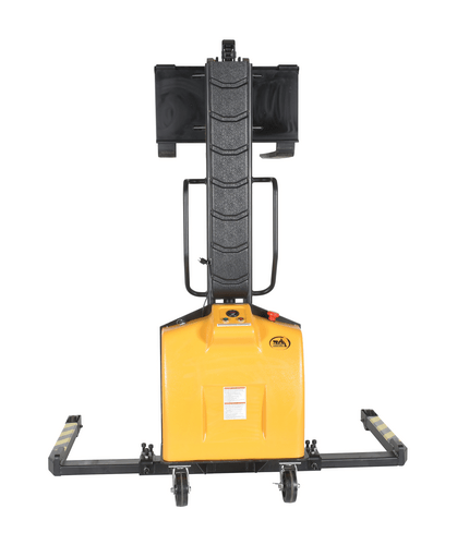 Centerline Dynamics Stackers Vestil Steel Narrow Mast Stacker DC Powered 63 In. Raised Height Adjustable Forks and Support Legs 1,500 Lb. Capacity