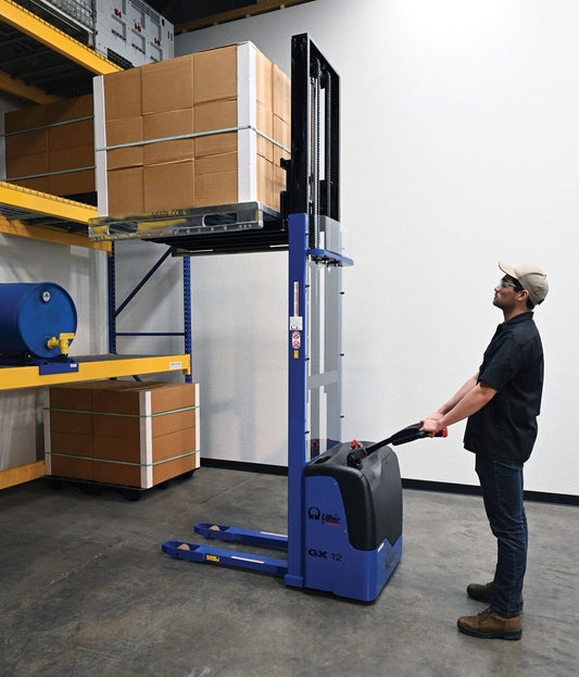 Centerline Dynamics Stackers Vestil Steel Pramac 12 Volt Battery Powered Fixed Fork Stacker 72 In. x 33-1/2 In. x 88-3/4 In. 2500 Lb. Capacity