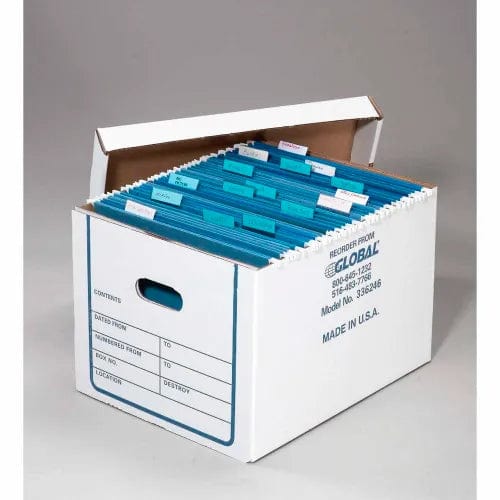 Centerline Dynamics Storage Box Transfer File Record Storage Boxes, 15"L x 12"W x 10"H, White - Pkg Qty 20
