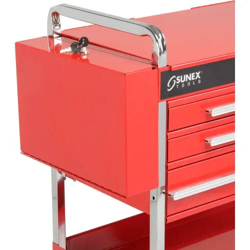Centerline Dynamics Sunex Storage Sunex Tools 8013ADELUXE 4 Drawer Deluxe Red Tool Cart W/ Locking Top & Drawers