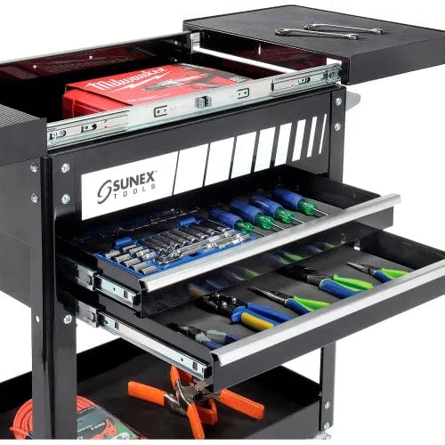 Centerline Dynamics Sunex Storage Sunex Tools 8035 29" 2 Drawer Slide Top Black Tool Cart W/ 5" Casters