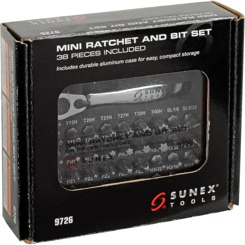 Centerline Dynamics Sunex Tools Sunex Tools 9726 38 PC. Mini Ratchet & Bit Set W/ Aluminum Case