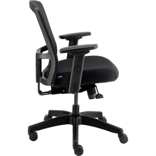 Centerline Dynamics Task & Desk Chairs 24 Hour Mesh Back Chair w/ Mid Back & Adjustable Arms, Fabric, Black