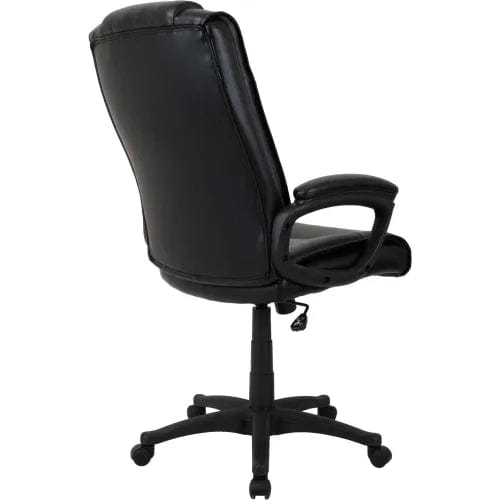 Centerline Dynamics Task & Desk Chairs Antimicrobial Bonded Leather Executive Office Chair With Arms, Black