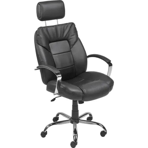 Centerline Dynamics Task & Desk Chairs Big & Tall Chair With High Back & Fixed Arms, Bonded Leather, Black