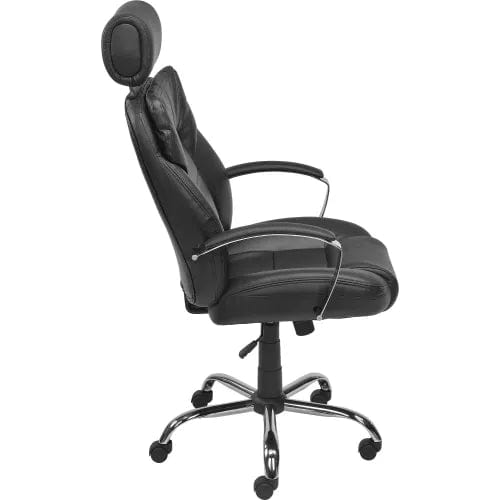 Centerline Dynamics Task & Desk Chairs Big & Tall Chair With High Back & Fixed Arms, Bonded Leather, Black