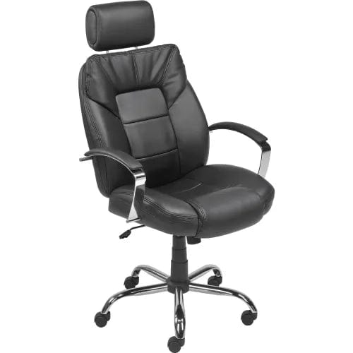 Centerline Dynamics Task & Desk Chairs Big & Tall Chair With High Back & Fixed Arms, Bonded Leather, Black