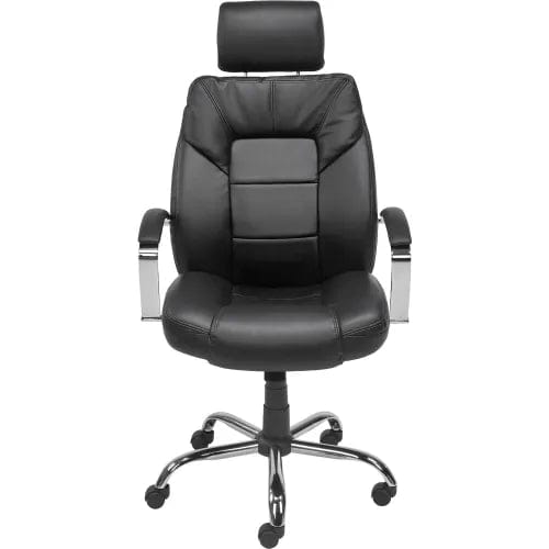 Centerline Dynamics Task & Desk Chairs Big & Tall Chair With High Back & Fixed Arms, Bonded Leather, Black