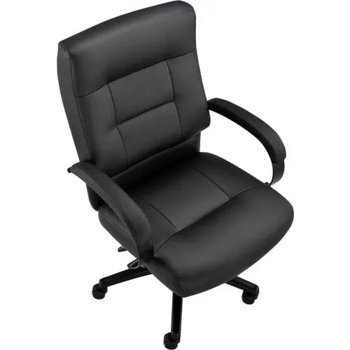 Centerline Dynamics Task & Desk Chairs Big & Tall Executive Chair With High Back & Fixed Arms, Bonded Leather, Black