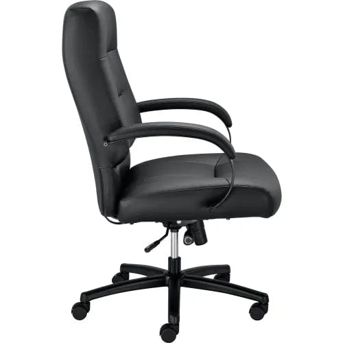 Centerline Dynamics Task & Desk Chairs Big & Tall Executive Chair With High Back & Fixed Arms, Bonded Leather, Black