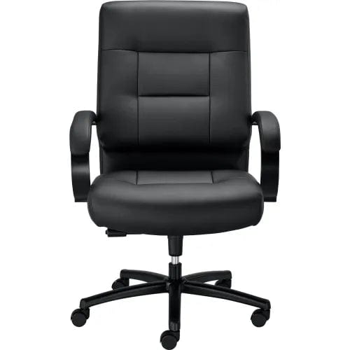 Centerline Dynamics Task & Desk Chairs Big & Tall Executive Chair With High Back & Fixed Arms, Bonded Leather, Black