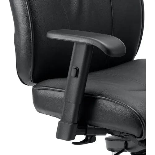 Centerline Dynamics Task & Desk Chairs Big & Tall Leather Chair With High Back & Adjustable Arms, Leather, Black