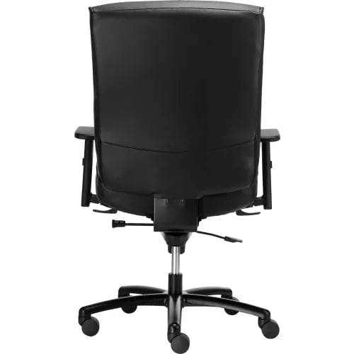 Centerline Dynamics Task & Desk Chairs Big & Tall Leather Chair With High Back & Adjustable Arms, Leather, Black