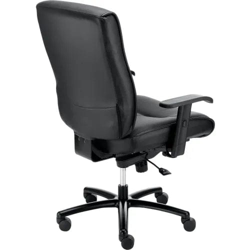 Centerline Dynamics Task & Desk Chairs Big & Tall Leather Chair With High Back & Adjustable Arms, Leather, Black