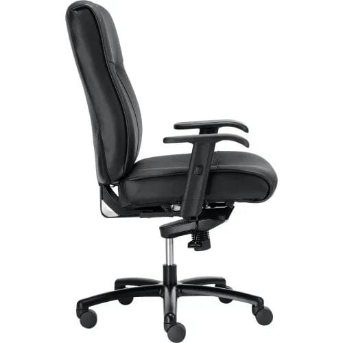 Centerline Dynamics Task & Desk Chairs Big & Tall Leather Chair With High Back & Adjustable Arms, Leather, Black