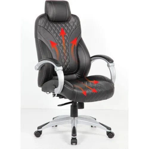 Centerline Dynamics Task & Desk Chairs Ergonomic Heated Executive Chair, High Back, 19-1/2" - 23"H Seat, Black