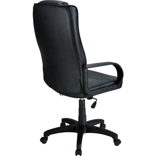 Centerline Dynamics Task & Desk Chairs Executive Chair With Headrest, High Back & Fixed Arms, Leather, Black