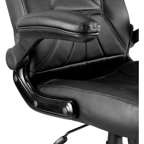 Centerline Dynamics Task & Desk Chairs Executive Chair With High Back & Fixed Arms, Leather, Black