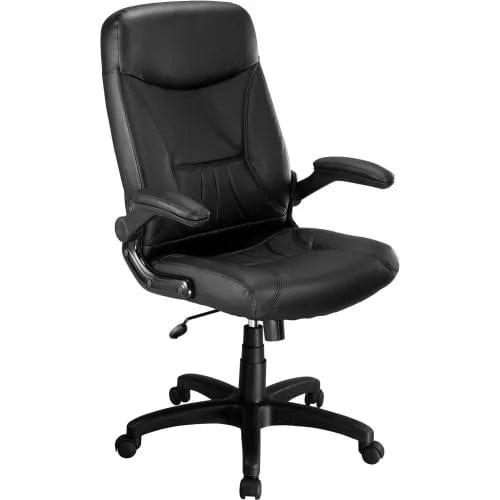 Centerline Dynamics Task & Desk Chairs Executive Chair With High Back & Fixed Arms, Leather, Black
