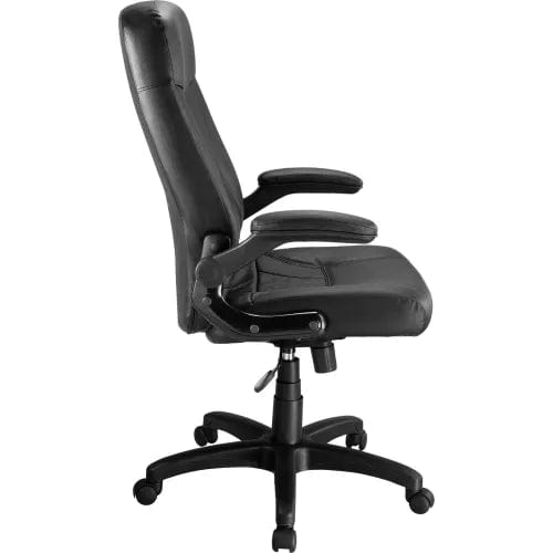 Centerline Dynamics Task & Desk Chairs Executive Chair With High Back & Fixed Arms, Leather, Black