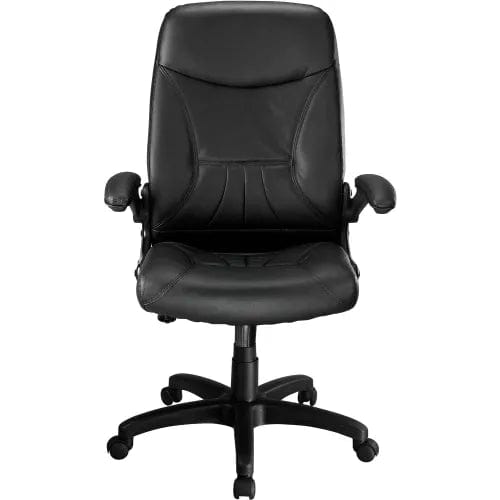 Centerline Dynamics Task & Desk Chairs Executive Chair With High Back & Fixed Arms, Leather, Black