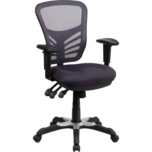 Centerline Dynamics Task & Desk Chairs Executive Ergonomic Office Chair w/Adjustable Arms & Black Frame - Dark Gray