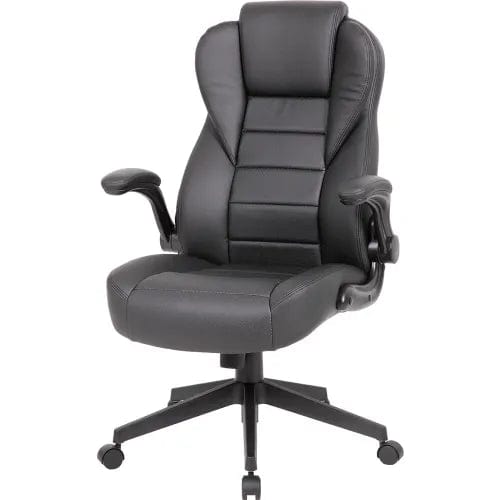 Centerline Dynamics Task & Desk Chairs Executive High Back Leatherplus Flip Arm Chair