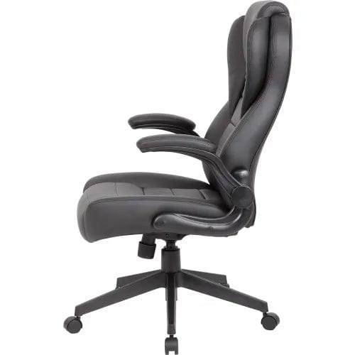 Centerline Dynamics Task & Desk Chairs Executive High Back Leatherplus Flip Arm Chair